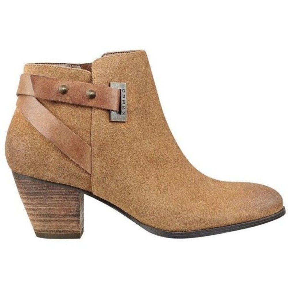 GUESS‎ Verity Chunky Heel Booties Beige boots 6.5